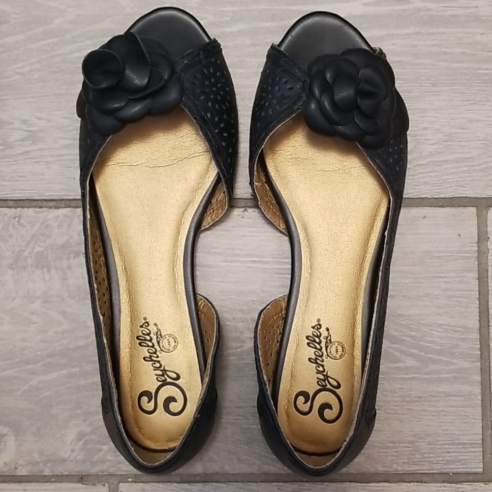 Seychelles black peep toe ballet d'orsay flats